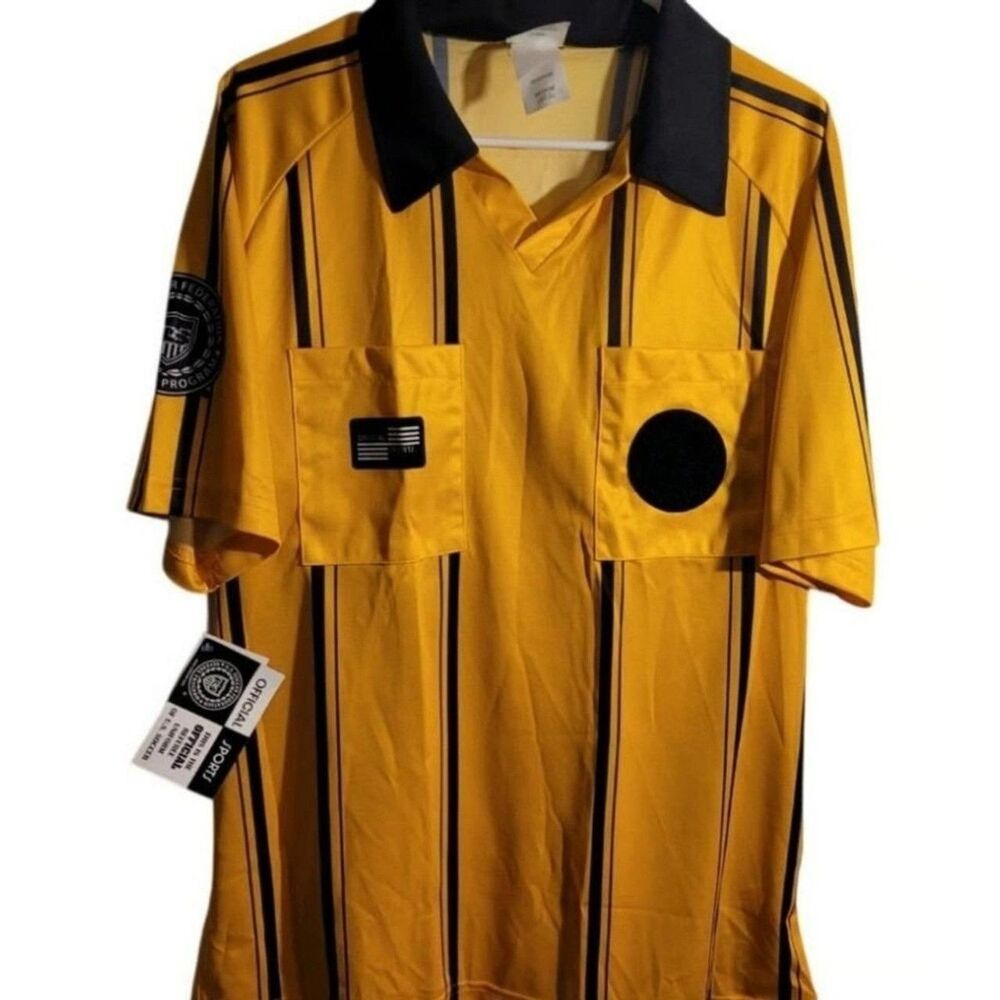 NWT US Soccer Federation Referee Jersey Unisex Medium Yellow Black Official